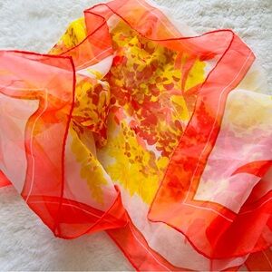 15”x40” silk chiffon scarf.